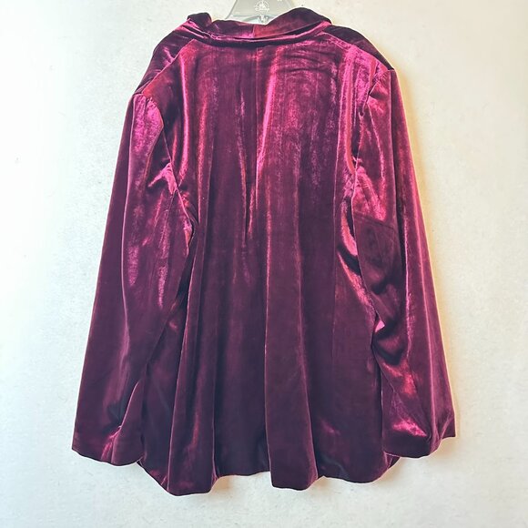 Chicos Velvet Blazer Jacket  sz 20 Red one button holiday Career Elegant lined - Picture 6 of 7